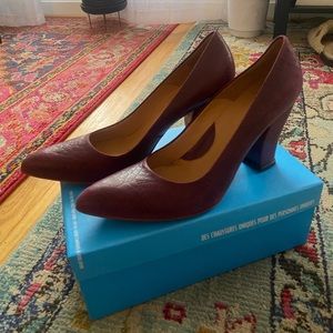John Fluevog Gail Heel in Alligator Purple